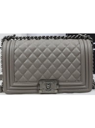 Replica Boy Chanel Flap Bag Original Grey Cannage Pattern A67025 Silver HY22341Sf59