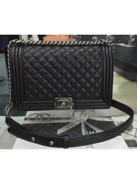 Replica Boy Chanel Flap Bags Original Black Cannage Pattern A67088 Silver HY16611Ac56