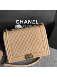 Replica Boy Chanel Flap Shoulder Bag Apricot Original Cannage Pattern A67087 Gold HY8324UD97