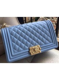 Replica Boy Chanel Flap Shoulder Bag Blue Cannage Pattern A67086 Gold HY18390HB48