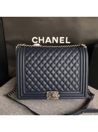 Replica Boy Chanel Flap Shoulder Bag Blue Original Cannage Pattern A67087 Silver HY17199Yn66
