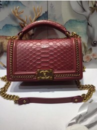Replica Boy Chanel Flap Shoulder Bag original Snake leather 67086 red HY22177XB19