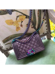 Replica Boy Chanel Flap Shoulder Bag Sheepskin Leather A67085 Purple HY26595Fi42