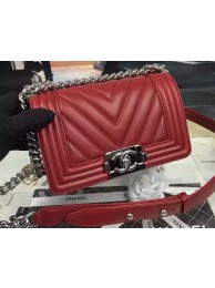 Replica Boy Chanel mini Flap Bag Original Chevron Nubuck Leather A5707 Burgundy HY13762nB47
