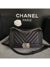 Replica Boy Chanel Original Chevron Leather 67086 Black HY2133EO56