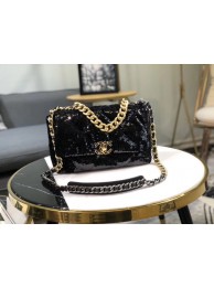 Replica CHANEL 19 Flap Bag AS1160 Sequins black HY21838TN94