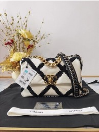 Replica chanel 19 flap bag AS1160 White & Black HY8283ij65