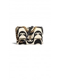 Replica chanel 19 flap bag AS1161 black&white HY19565rH96