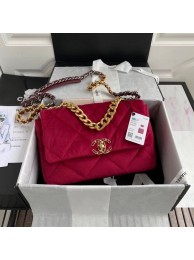 Replica Chanel 19 flap bag velvet AS1161 red HY3346sA83