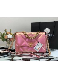 Replica chanel 19 large flap bag Iridescent Calfskin&Gold-Tone AS1162 Pink HY2862Xe44