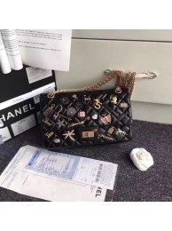 Replica Chanel 2.55 handbag Aged Calfskin, Charms & Gold-Tone Metal A1112 black HY22217it96