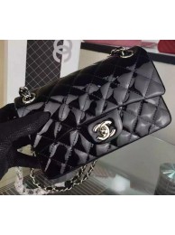 Replica Chanel 2.55 Series Double Flap Bag Black Original Patent Leather CF7024 Silver HY21843EO56