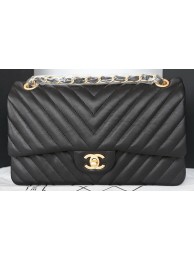 Replica Chanel 2.55 Series Flap Bag Lambskin Chevron Leather A1112CF Black HY12059Ye83