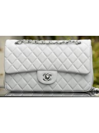 Replica Chanel 2.55 Series Flap Bag White Sheepskin Leather A37586 Silver HY24019UD97