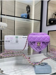 Replica Chanel 2022S Love Heart mini Lambskin Crossbody Chain Bag AO2784 Purple HY6690DY71
