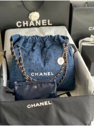 Replica CHANEL 22 HANDBAG Denim AS3261 blue&white HY18200Fi42