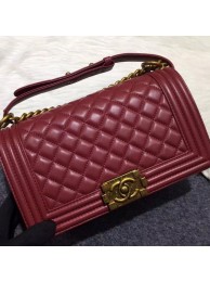 Replica Chanel Boy Flap Shoulder Bag Burgundy Original Sheepskin Leather A67086 Bronze HY10994Yn66