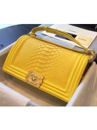 Replica Chanel Boy Flap Shoulder Bag Yellow Python Leather A66095 Gold HY19283TN94