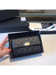 Replica Chanel Boy Matelasse Caviar Calfskin Leather Wallet CHA5569 black HY3879ED66