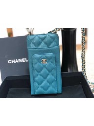 Replica Chanel Calfskin Chain Card packet & Gold-Tone Metal AP0990 light blue HY12106sA83