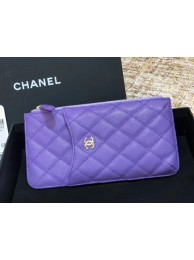 Replica Chanel Calfskin Leather Card packet & Gold-Tone Metal A81598 Lavender HY19939ED66