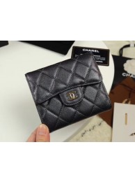 Replica Chanel Calfskin Leather wallet & Gold-Tone Metal A82288 black HY25200SV68