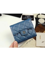 Replica Chanel Calfskin Leather wallet & Gold-Tone Metal A82288 blue HY10590CQ60