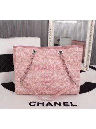 Replica Chanel Canvas Shopping Bag Calfskin & Silver-Tone Metal A23556 pink HY5154Yn66