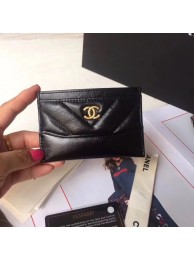 Replica Chanel card holder Aged Calfskin A84386 black HY7398Hd81