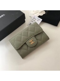 Replica Chanel card holder Calfskin & Gold-Tone Metal A80799 green HY23375SV68