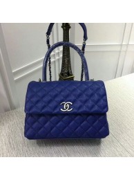 Replica Chanel Caviar Leather Top Handle Bag 92991 Blue HY17754iF91