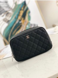 Replica Chanel Caviar Quilted Curvy Pouch Cosmetic Case 220597 Black HY10132XB19