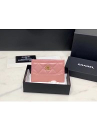 Replica Chanel classic card holder Calfskin & Gold-Tone Metal A31510 pink HY4363Vi77