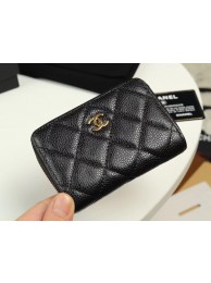 Replica Chanel classic card holder Grained Calfskin & Gold-Tone Metal A69271 black HY24102YP94