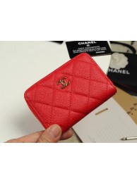 Replica Chanel classic card holder Grained Calfskin & Gold-Tone Metal A69271 red HY21219Jw87