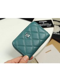 Replica Chanel classic card holder Grained Calfskin & silver-Tone Metal A69271 green HY26743Hd81