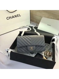 Replica Chanel Classic Flap Bags Grey Original Sheepskin Leather 1116 Silver HY14241KG80