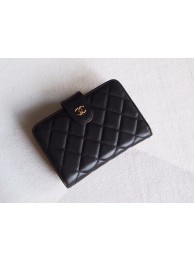 Replica Chanel Classic Flap Sheepskin Wallet A48667 black HY18568zR45