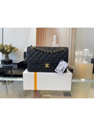 Replica Chanel classic handbag Grained Calfskin&gold Metal 01112 black HY5296Ac56