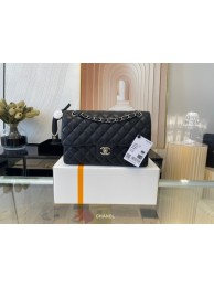 Replica Chanel classic handbag Grained Calfskin&silver Metal 01112 black HY17295HB48