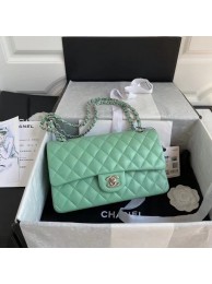 Replica chanel classic handbag Lambskin & silver Metal A01112 light green HY4394Ye83