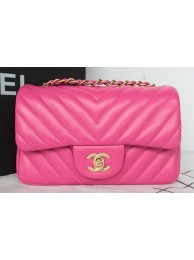 Replica Chanel Classic MINI Flap Bag Chevron Sheepskin Leather A1119 Rose HY5732nB47