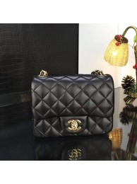 Replica Chanel Classic MINI Flap Bag Original Sheepskin Leather A1115 Black Gold Chain HY3884iF91