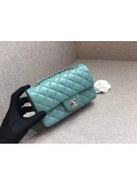 Replica Chanel Classic MINI Flap Bag original Sheepskin Leather A1116 Light blue silver chain HY24858BJ25