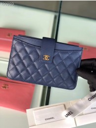 Replica Chanel classic pouch Grained Calfskin & Gold-Tone Metal A81902 blue HY3258ui32