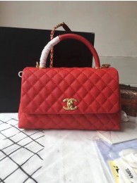 Replica Chanel Classic Red Top Handle Bag Red Original Leather A92292 Gold HY20940aG44