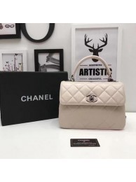 Replica Chanel Classic Top Handle Bag Apricot Sheepskin Leather A92991 Silver HY18937AP18