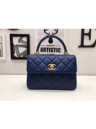 Replica Chanel Classic Top Handle Bag Sheepskin Leather CHA2371 Blue HY6111cK54