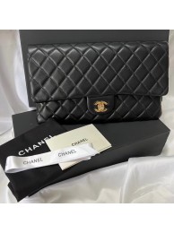 Replica Chanel Clutch Bag Black Sheepskin Leather 7013 Gold HY24040Fi42