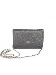 Replica Chanel Clutch Wallet Original Camellia Leather CHA93301 Black HY17450iu55